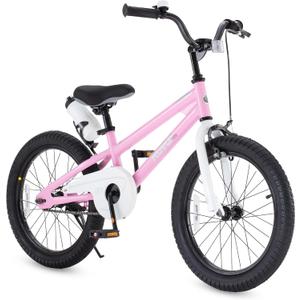 RoyalBaby Freestyle Kids Bike Girls 18 Inch BMX Childrens Bicycle with Kickstand for Ages 5-8 Years, Pink