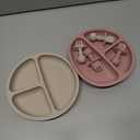 Eascrozn Silicone Feeding Set, 2 Pack Divided Toddler Plates with Suction, 2 Pack Utensils - Spoons & Forks, BPA Free, Baby Led Weaning Supplies (Pink)