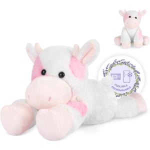 SuzziPals Strawberry Cow Plush, Microwavable Stuffed Animals Heating Pad for Period Cramps, Cuddly CattleStuffed Animal for Warmth & Comfort, Cow Gifts for Adults Kids
