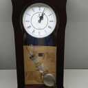 Pendulum Wall Clock Battery Operated - Wooden Hanging Grandfather Wall Clock with Pendulum - Quiet & Non-Chiming, Real Wood - Decorative for Living Room Decor, Office & Home Dcor Gift 23.5x9.75 (Classic Dark Brown)