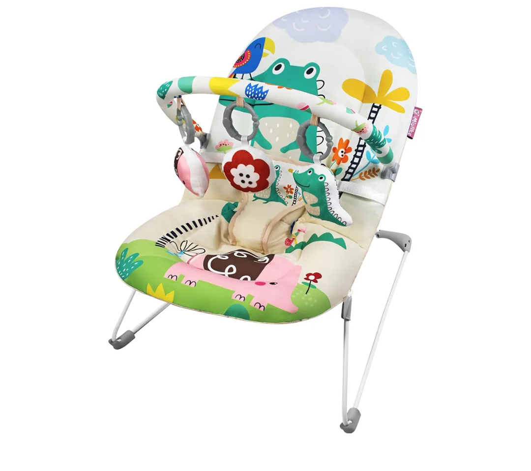 Q-MIULIKE Baby Bouncer Seat Infant Seat Non-Slip Feet 3-Point Harness for Newborn 0-9 Months Up to 20lbs（Little Crocodile）