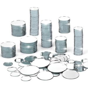 250 Pieces Small Circle Craft Mirror, Mini Round Glass Crafts Mosaic Mirror Tiles for Crafts and DIY Projects Supplies Home Decoration, 0.75 Inch, 1 Inch, 1.2 Inch, 1.5Inch