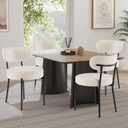 Sweetcrispy Dining Chairs Set of 4, Boucle Upholstered Modern Mid Century Round Kitchen Chairs with Curved Backrest & Metal Legs for Vanity, Living Room , Beige