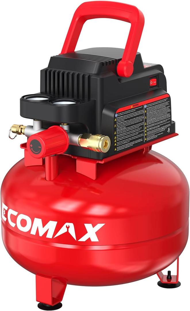 ECOMAX Pancake Air Compressor, 3 Gallon Portable Tank Oil-free, Quiet 110 PSI MAX Pressure and 1/3 HP