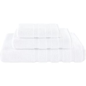 American Soft Linen Premium 3 Piece Towel Set, 1 Bath Towel 1 Hand Towel 1 Washcloth, 600 GSM 100% Cotton Turkish Towels for Bathroom, White Towel Set