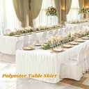 Partisky Light Ivory Pleated Ruffle Table Cloth for Wedding Baby Shower Display Table,Wrinkle Resistant Polyester Table Skirt for Rectangle Tables 6ft