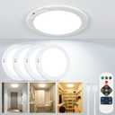 Rechargeable Ceiling Light No Wiring - Battery Operated Led Lights for Bedroom with Remote, Motion Sensor Night Light Indoor Hallway, Living Room, Bathroom, Home & Kitchen Decor Lighting (4) (Multicolor)