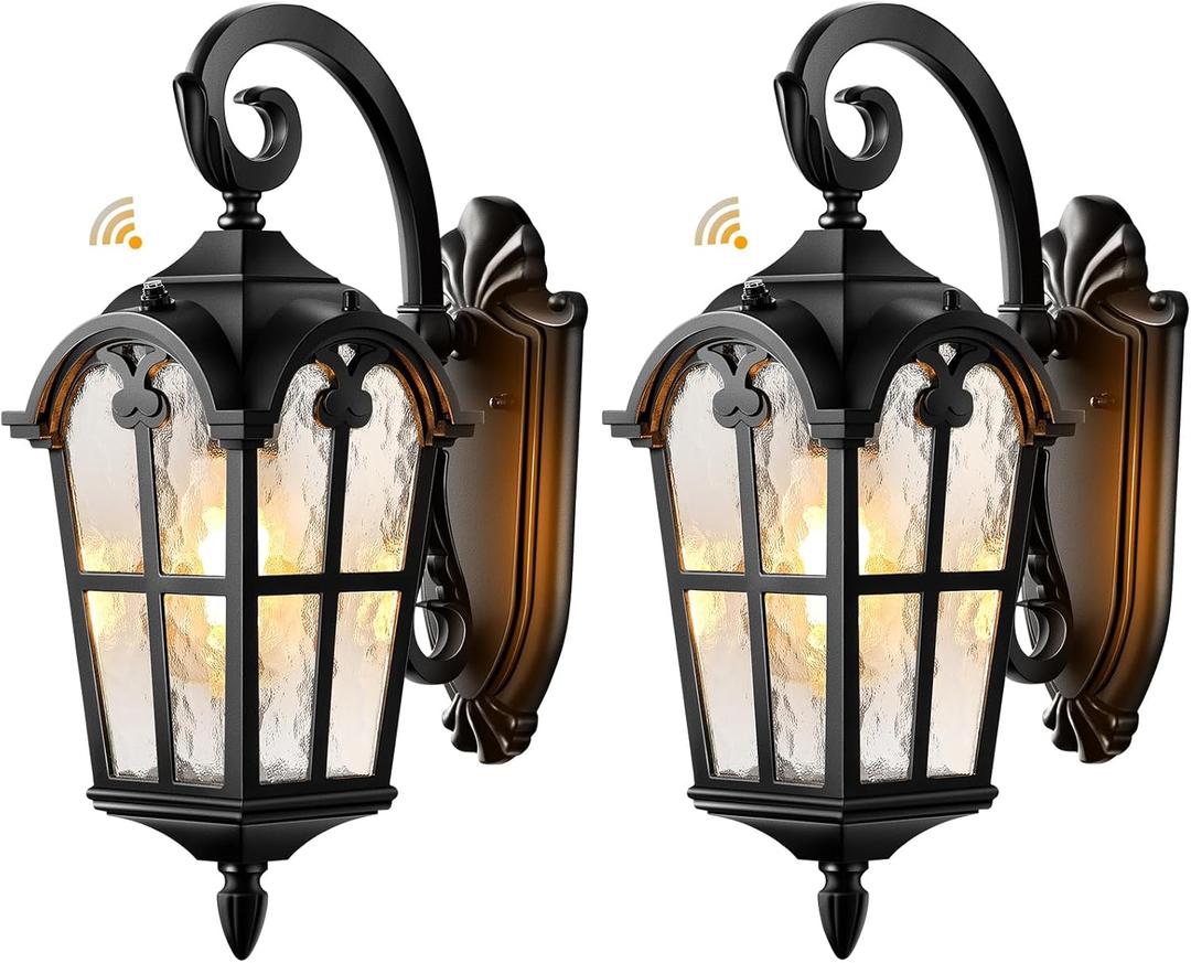 VIANIS Black 2-Pack Outdoor Porch Lights, Dusk to Dawn Outdoor Lighting, Down 2-Pack