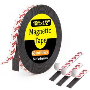 Jianwen Magnetic Tape, 15 Feet × 1/2 Inch Magnet Tape with Adhesive Backing, Magnetic Strip Ideal for Classroom Projects, Crafts, and Home Organization