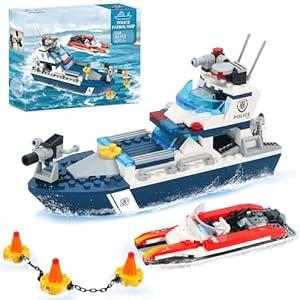 3in1 City Police Building Set, Police Car Transporter Building Toys, Police Truck with Trailer & Rescue Helicopter, Police Chase Building Kit, Gift for Boys Kids Aged 6-12, 288 PCS
