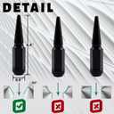 Set of 32, 14 mm x 1.5 Wheel Spike Lug Nuts, M14x1.5 Conical Bulge Seat, Closed End Spiked Lug Nuts with 1 Socket Key for Silverado Sierra 2500 3500, F250 f350 Aftermarket Wheel Black