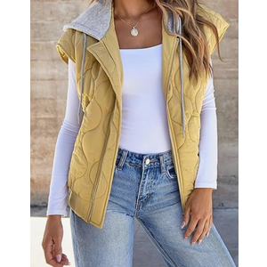 EVALESS Puffer Vest Women Cropped Hooded Zip Up Quilted Sleeveless Jackets 2025 Fall Lightweight Coat with Pockets, 2XL