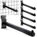 Oudain Gridwall Hooks 12 Inch Grid Wall Hangers Display Peg Hooks Slat Wall Accessories for Wire Panels Shelf(5 Pcs,Black)