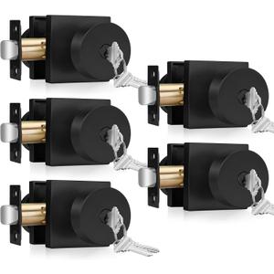 Haidms Entry Door Knob with Lock and Key Zinc Alloy Matte Black Front Door Lockset for Exterior or Interior Use, Heavy-Duty Secure Keyed Entry Door Knobs (5 Pack)