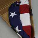 This Folded Memorial Flag American US Cotton Flag 5x9.5 FT Premium 100% Cotton For Veteran, Embroidered Stars, Sewn Stripes, 4 Rows of Lock Stitching, Brass Grommets USA Burial Casket Flags