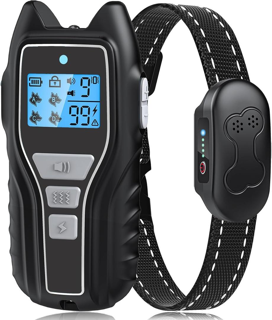Dog Training Collar with Remote, Waterproof IPX7 E Collar for Dogs, Beep and Vibration Modes, Safe and Humane Training, 2000FT Range, Rechargeable, Fits Small Medium Large Dogs 15120 lbs (Grey)