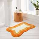 HAOCOO Orange Bathroom Rugs Non Slip Washable, Soft Plush Irregular Shape Non Slip Bath Mat, Microfiber Machine Washable Floor Mat Carpet for Bath Sink Tub Shower