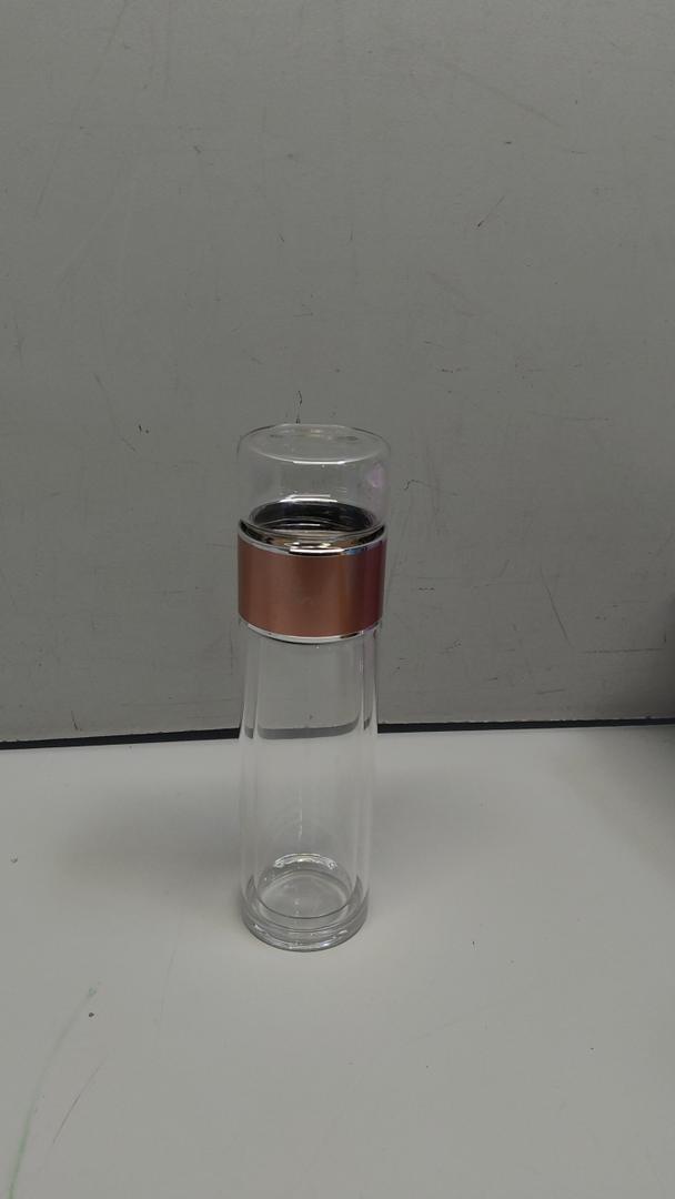 Tea InfuserBottle, 420ml/14oz Double Layer Stainless Steel Leakage Proof Glass Water Bottle Travel Water Separation Tea Bottle Mug Cup for Office Travel Home(rose gold)