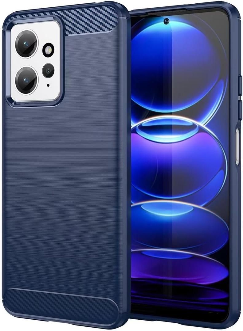 Case for Xiaomi Redmi Note 12 Case, 23021RAAEG 23021RAA2Y Case, Ultra Slim Phone Cover with Shock-Absorption Carbon Fiber TPU Rubber Protective Cases for Xiaomi Redmi Note 12 4G Navy Blue