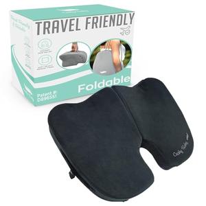 Cushy Tushy Premium Foldable Travel Seat Cushion - for Relief of Lower Back, Sciatic, Butt and Tailbone Pain - for Home & Office Use, Perfect for Travel or Driving - Coccyx Seat Cushion