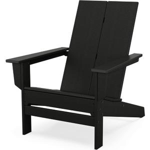 POLYWOOD Contemporary Modern Oversized Adirondack Chair in Black, Large