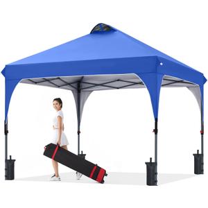 COOSHADE Pop Up Canopy Tent, 10x10 Easy Setup Instant Canopy Sun Shelter Beach Tent, Portable Sports, Blue