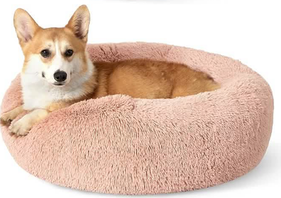 Calming Donut Bed for Dogs and Cats - 23.0L x 23.0W x 8.0Th - Pink
