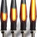 BlyilyB Motorcycle Blinkers Indicator Turn Signal Amber Flowing Sequential Universal Lamp (Pack of 4)