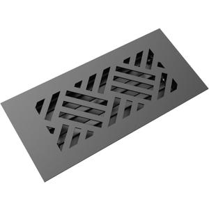 "Reggio Register 4x10 Floor Vent Cover, Low-Profile Steel Register, Black Diagonal Pattern, Rust-Resistant Louver, Made in USA"