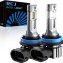 RCJ H11 Bulbs, H8 H9 Fog Light Bulbs 16000LM Super Bright 6000K Cool White, Real 1:1 Design, Plug and Play, Canbus Ready, Pack of 2