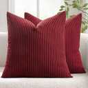 MIULEE Pack of 2 Corduroy Soft Soild Decorative Square Throw Pillow Covers Cushion Cases Pillow Cases for Couch Sofa Bedroom Car 18 x 18 Inch 45 x 45 cm Burgundy
