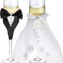 Sparkle and Bash Wedding Glasses for Bride & Groom - 2-Pc 8.75 In Flutes, Black & White, Modern - Champagne Toasting Flutes for Wedding Gifts for Newlyweds, Bridal Shower & Decor