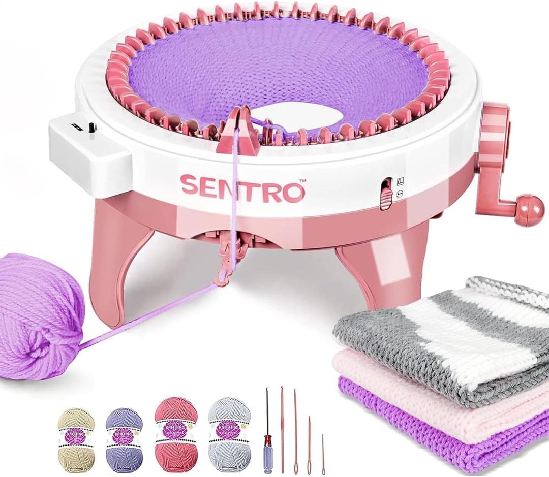 BUAOB SENTRO Knitting Machine 48 Needles for Adults, Smart Automatic Circular Crochet Knitting Machine with Row Counter