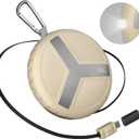 Vivilumens Power Bank Portable Charger 10,000mAh Retractable 25.5 in Built-in Cable Fast Charging Wearable for iPhones Galaxy Laptop with Flashlight&Carabiner for Camping Backpacking Travel (Beige)