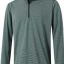 Quarter Zip Pullover Men Performance Dry Fit Stripe Mock Neck Midlayer Golf 1/4 Zip Pullover Mens Sweatshirt, M