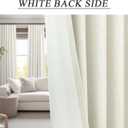 Natural Linen Blackout Curtains 84 Inch Length 2 Panels for Bedroom Living Room Darkening 100% Black Out Ivory Cream Curtain with White Back Tab Modern Farmhouse Thermal Insulated Boho Drapes 7ft Long