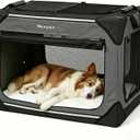 Collapsible Soft Dog Crate 36 Inch, Portable Travel Pet Crate for Large Dogs with 4-Door Mesh, Large Dog Kennel Indoor & Outdoor, Dark Grey