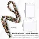 2 x Stretchy Scrunchie Lanyard for ID Badges Keys, Cute Teacher Lanyard for Women with 2 Card Holders 19.6 Inch