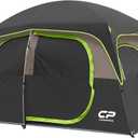 CAMPROS CP Tent-6-Person-Camping-Tents | Larger Mesh Windows & Door, Double Layer, Easy Set Up, All-Season Dome Tent with Top Rainfly & Carry Bag, Dark