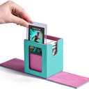 ZLCA MTG Deck Box with Commander Window Display, Trading Card Storage Box Holds 100 Double-Sleeved Cards Suitable for TCG/CCG/PTCG/EDH/Magic/Sport Cards (Aqua&Pink)