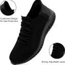 Womens Walking Shoes Slip On Tennis Sneakers Athletic Comfort Lightweight Mesh for Women Black Size US 7.5