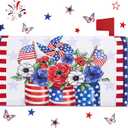 4th of July Mailbox Covers Magnetic Standard Size 18" x 21", Patriotic Mailbox Cover Red and Blue Floral Mailbox Post Letter Box Cover for Independence Day Memorial Day Garden Yard Decor