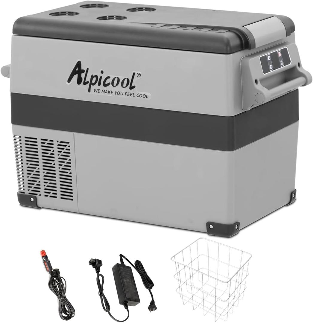 Alpicool CF45 Portable Fridge Freezer,12 Volt Car Refrigerator, 42 Quart (40 Liter) Fast Cooling 12V Car Fridge -4~68, Car Cooler, 12/24V DC and 100-240V AC for Outdoor, Camping, RV, Truck (42 Qt-CF45)