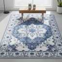 Muddy Mat Navybell 5ft x 7ft Washable Area Rugs for Living Room, Bedroom & Dining Room Modern Soft Low Pile Non Slip Carpet Pet Friendly Waterproof Foldable Rugs for Home