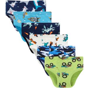 Boboking Little Boys Briefs Dinosaur Truck Toddler Kids Underwear (Pack of 6) 7/ 8Y