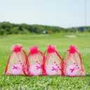 Seematn 36 Pcs Breast Cancer Awareness Gifts Set Include 12 Bamboo Golf Tees Supporting 12 Pink Ribbon Golf Ball with 12 Organza Bags for Breast Cancer Charity Event Survivor Campaign Party Supplies