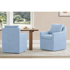 Upholstered Dining Chairs Set of 2, Washable Cover Modren Deskchair with 4 Casters & Hidden Storage for Dining Room, Living Room, Home Office, Linen, 2 Box