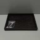 Faux Leather Rectangle Serving Tray with Handles, Large Decorative Tray for Ottoman Coffee Table Decor Living Room, Kitchen, Bathroom, 16x12inches (Dark Brownish Red)