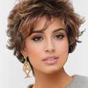 TISHINING Short Mixed Brown Curly Wigs for Women Layered Red Brown Pixie Cut Wig with Bangs Heat Synthetic Short Hair Wigs for White Women Natural Looking Daily Party Wig