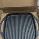 Bruntmor 2-in-1 Pre-Seasoned Cast Iron Dutch Oven with Grill Pan Lid and Handles - 11 Inch Non Stick Square Cast Iron Skillets for Braising, Grilling, and Frying - Heat-Resistant to Oven and Stovetop (Black)